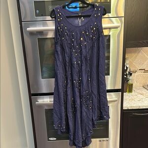 Riviera Blue Sequin Embellished Asymmetrical Sundress